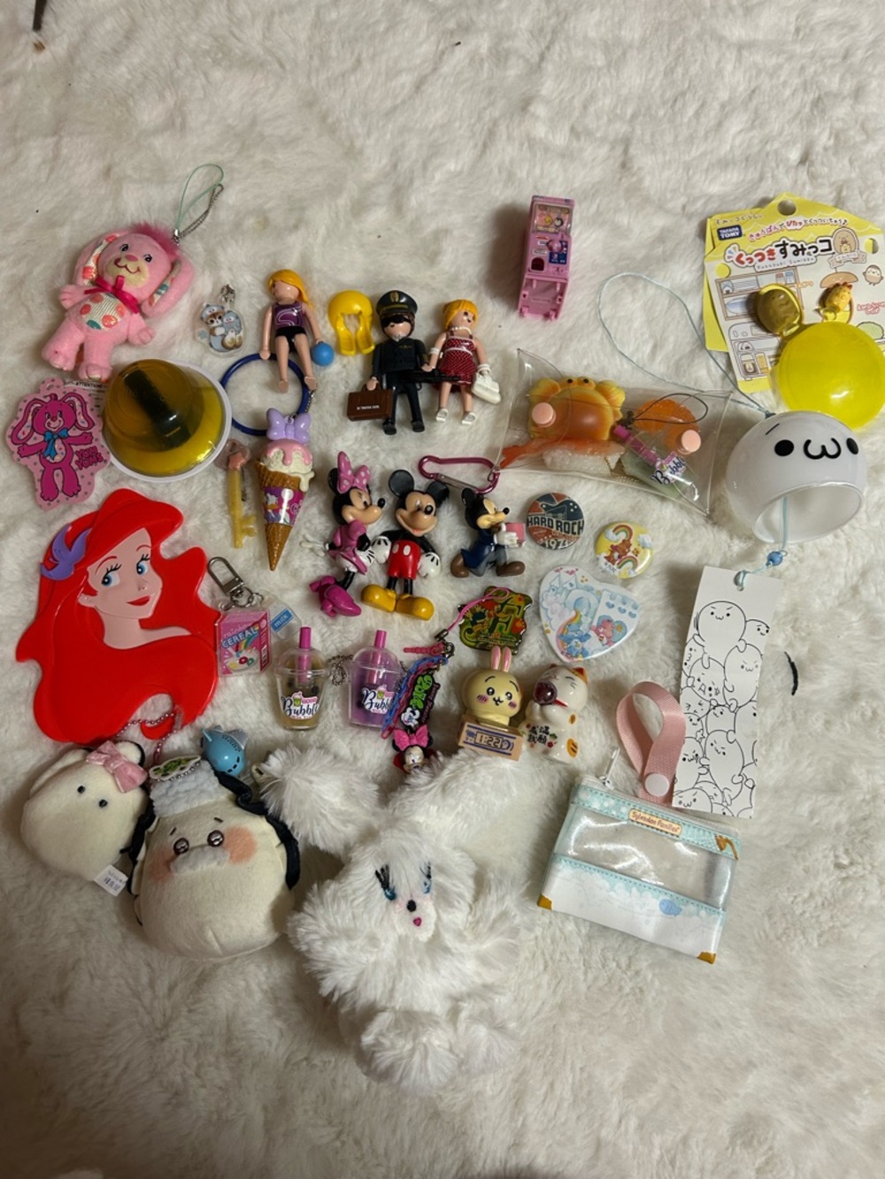 Disney Pink, Red, Yellow & White Character Keychain and Plush Charm Lot